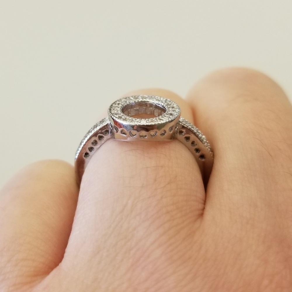 18k Plated Pave Circle Ring - Picture 7 of 8